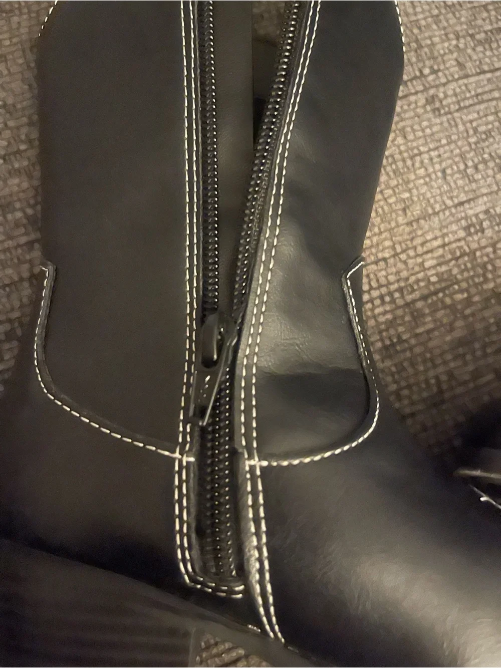 The Children's Place Black Kids Western Boots with White Stitching